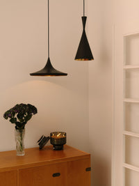 Tom Dixon Beat Wide and Tall Pendants in Matt Black Brass