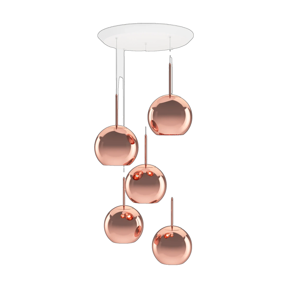 Copper Round Pendant System, Copper Polished Polycarbonate by Tom Dixon