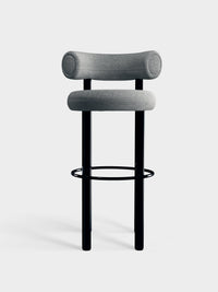 Fat Bar Stool Polished Black Steel and Kvadrat Hallingdal 65 Grey 0116 official image