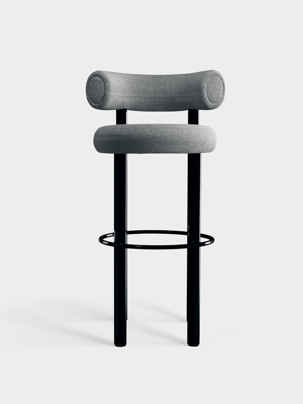 Fat Bar Stool Polished Black Steel and Kvadrat Hallingdal 65 Grey 0116 official image