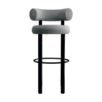 Fat Bar Stool Polished Black Steel and Kvadrat Hallingdal 65 Grey 0116