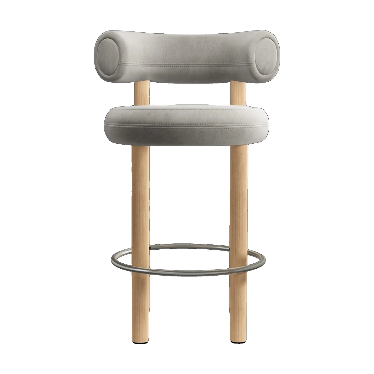 Fat Counter Stool Brushed Natural Wood and Clay Royal Velvet