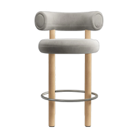 Fat Counter Stool Brushed Natural Wood and Clay Royal Velvet