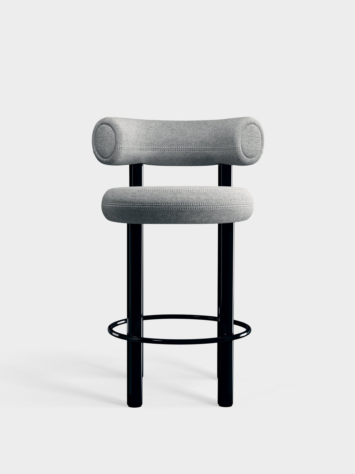 Fat Counter Stool Polished Black Steel and Kvadrat Hallingdal 65 Grey 0116 official image