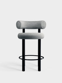 Fat Counter Stool Polished Black Steel and Kvadrat Hallingdal 65 Grey 0116 official image