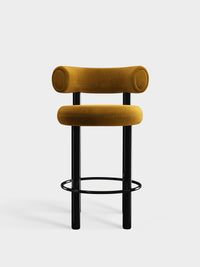 Fat Counter Stool Polished Black Steel and Gold Royal Velvet official image