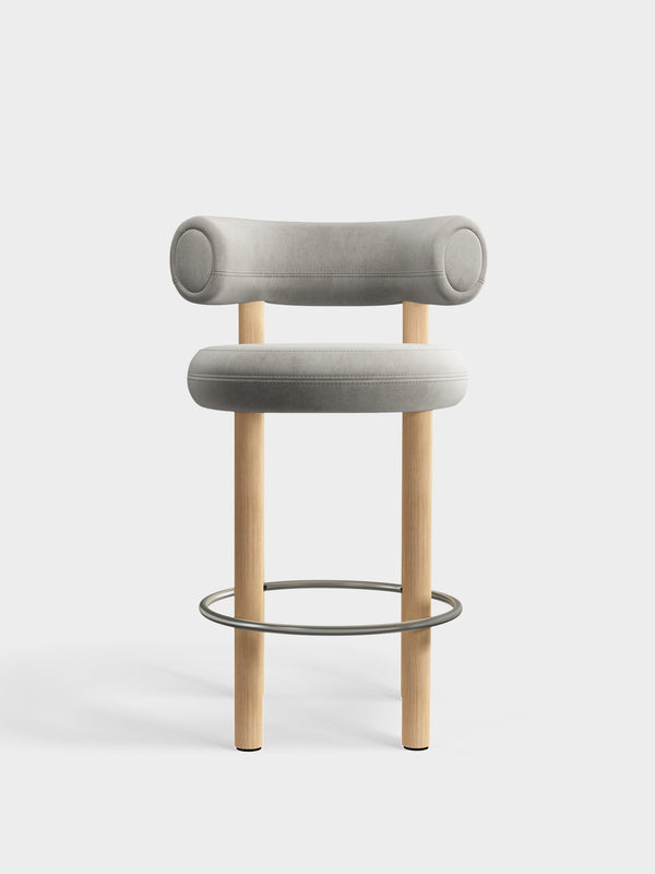 Fat Counter Stool Brushed Natural Wood and Clay Royal Velvet official image