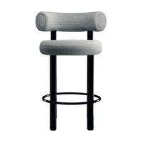 Fat Counter Stool Polished Black Steel and Kvadrat Hallingdal 65 Grey 0116