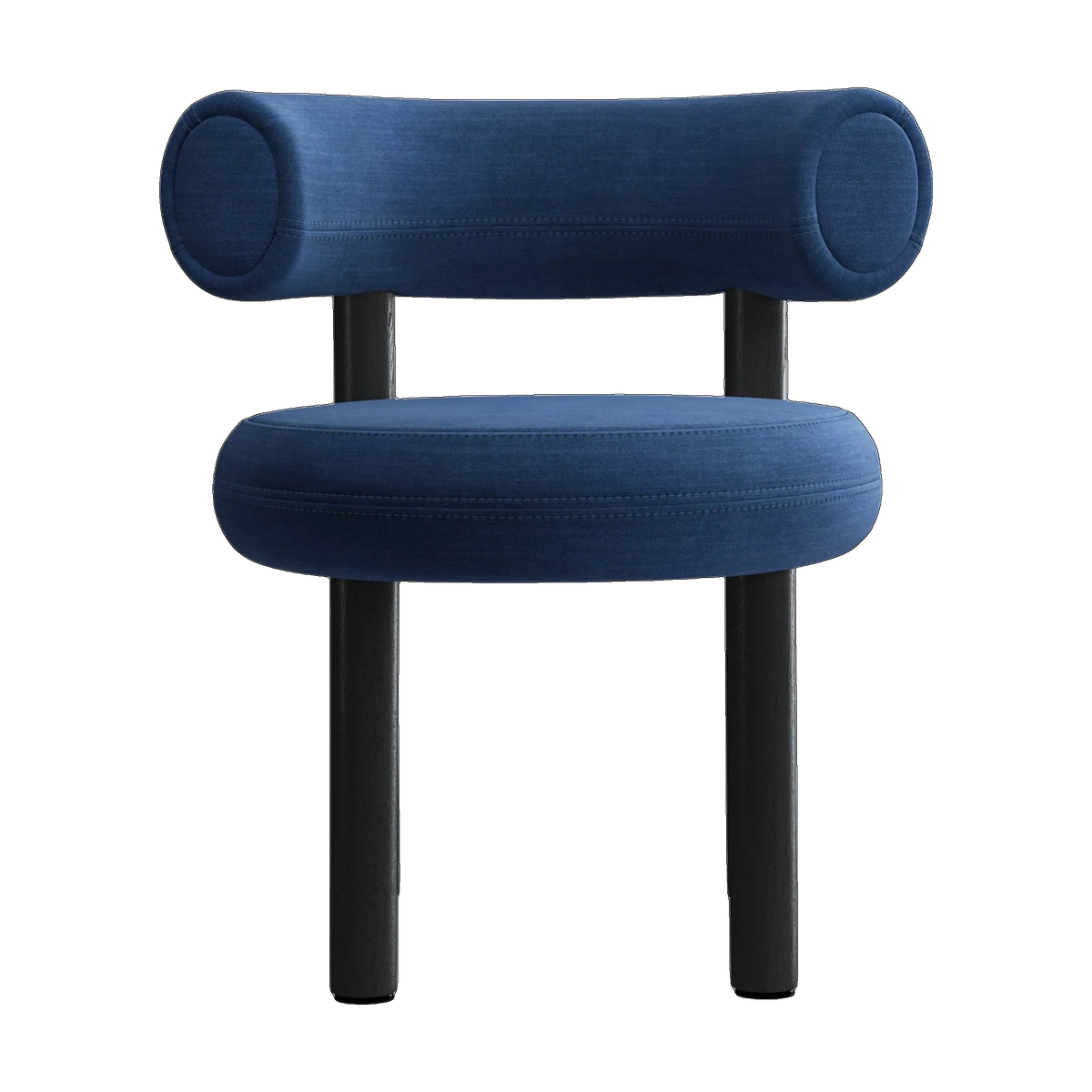 Fat Dining Chair Black Wood & Indigo Linara Linen