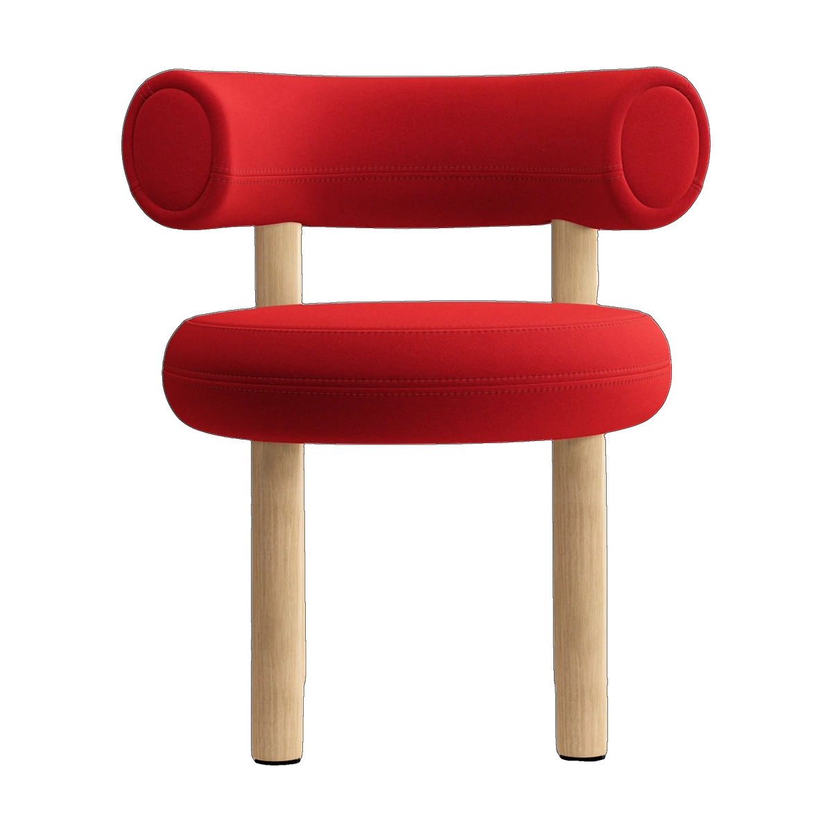 Fat Dining Chair Brushed Natural Wood & Orange Red Kvadrat Hero 2 Wool