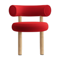 Fat Dining Chair Brushed Natural Wood & Orange Red Kvadrat Hero 2 Wool