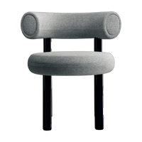 Fat Dining Chair Polished Black Steel & Kvadrat Hallingdal 65 Grey 0116