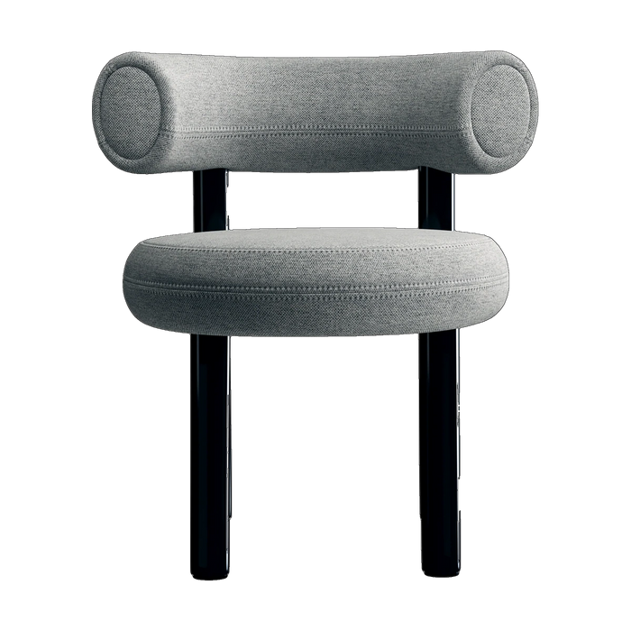 Fat Dining Chair Polished Black Steel & Kvadrat Hallingdal 65 Grey 0116