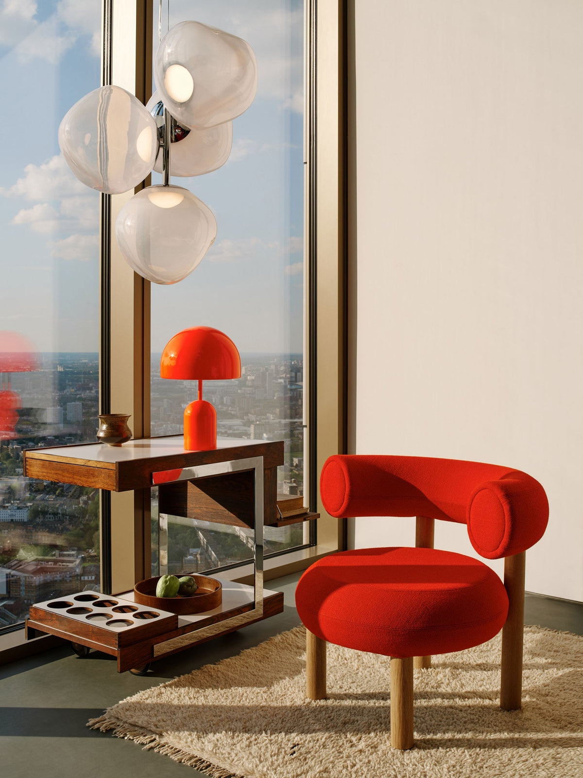 Tom Dixon Fat Counter Stool Polished Black Steel and Gold Royal Velvet lifestyle image 4