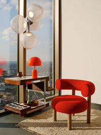 Tom Dixon Fat Bar Stool Polished Black Steel and Kvadrat Hallingdal 65 Grey 0116 lifestyle image 4