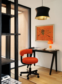 Tom Dixon Fat Bar Stool Polished Black Steel and Kvadrat Hallingdal 65 Grey 0116 lifestyle image 2