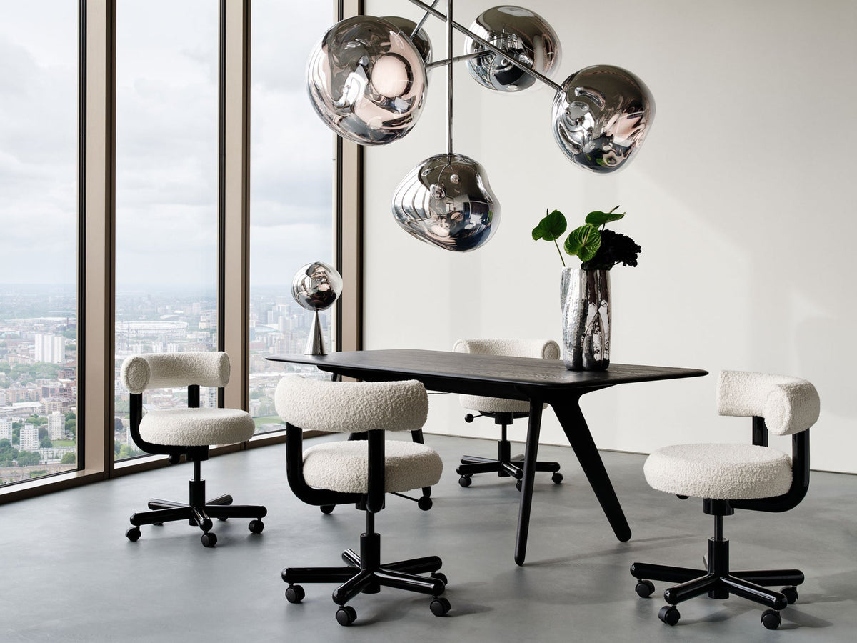Tom Dixon Fat Bar Stool Polished Black Steel and Kvadrat Hallingdal 65 Grey 0116 lifestyle image 1