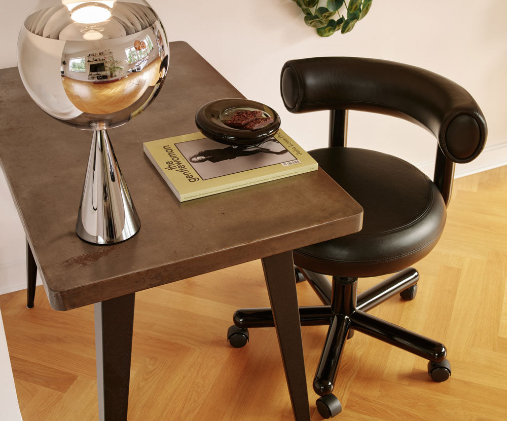Tom Dixon Fat Bar Stool Polished Black Steel and Kvadrat Hallingdal 65 Grey 0116 lifestyle image 3