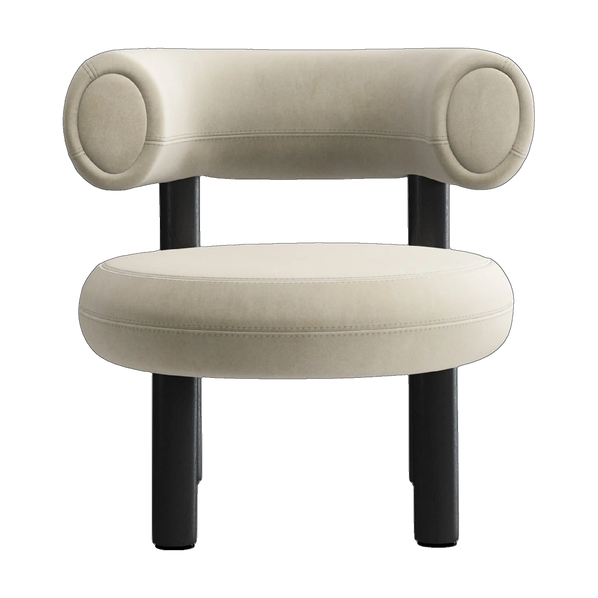 Tom Dixon Fat Lounge Chair Black Wood and Pearl Royal Velvet