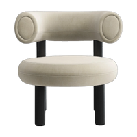 Tom Dixon Fat Lounge Chair Black Wood and Pearl Royal Velvet