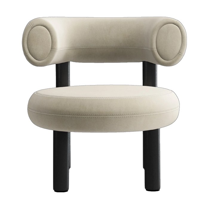 Tom Dixon Fat Lounge Chair Black Wood and Pearl Royal Velvet