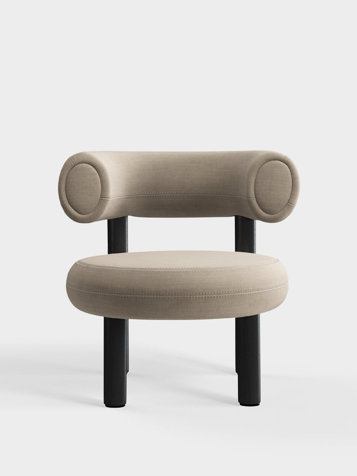 Fat Lounge Chair Black Wood Clay Linara Linen