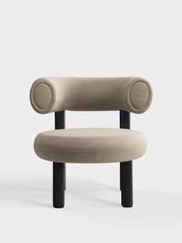 Fat Lounge Chair Black Wood Clay Linara Linen