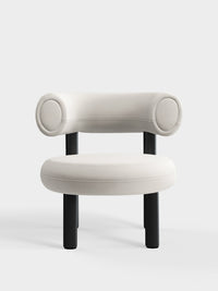 Fat Lounge Chair Black Wood Coconut Linara Linen