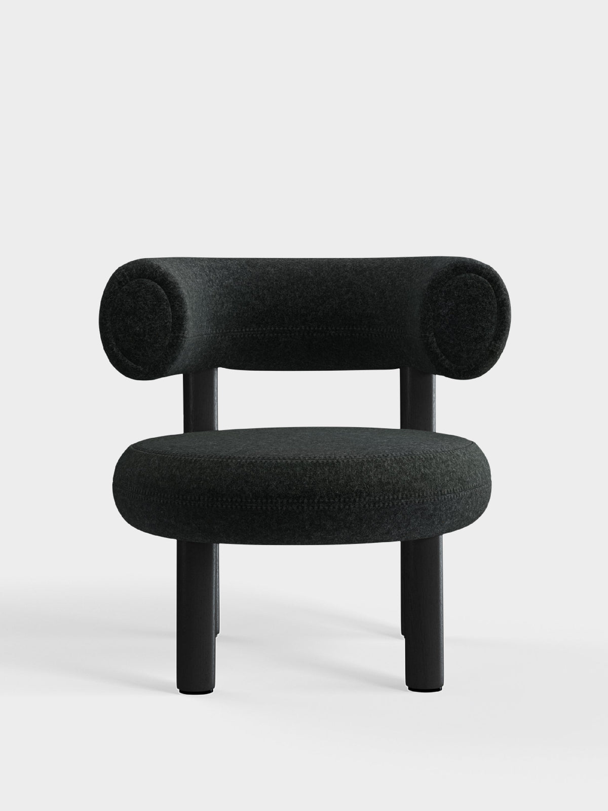 Fat Lounge Chair Black Wood Dark Grey Kvadrat Divina Melange Wool