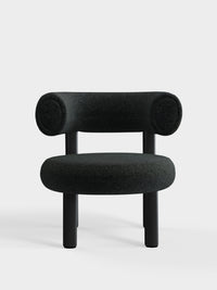 Fat Lounge Chair Black Wood Dark Grey Kvadrat Divina Melange Wool