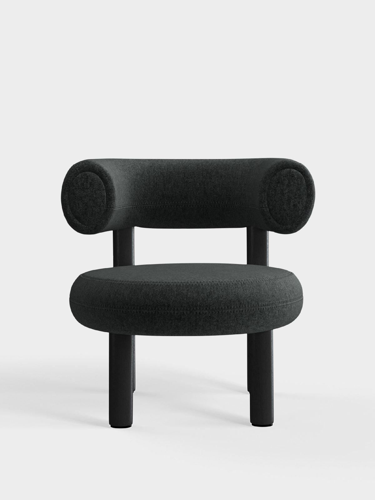 Fat Lounge Chair Black Wood Dark Grey Kvadrat Melange Nap Wool