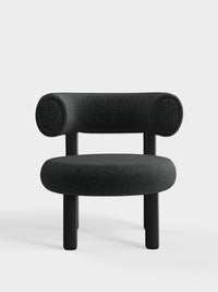 Fat Lounge Chair Black Wood Dark Grey Kvadrat Melange Nap Wool