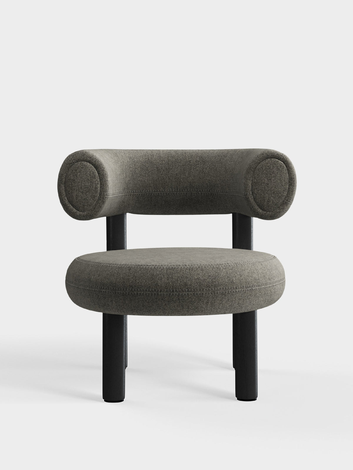 Fat Lounge Chair Black Wood Grey Kvadrat Melange Nap Wool