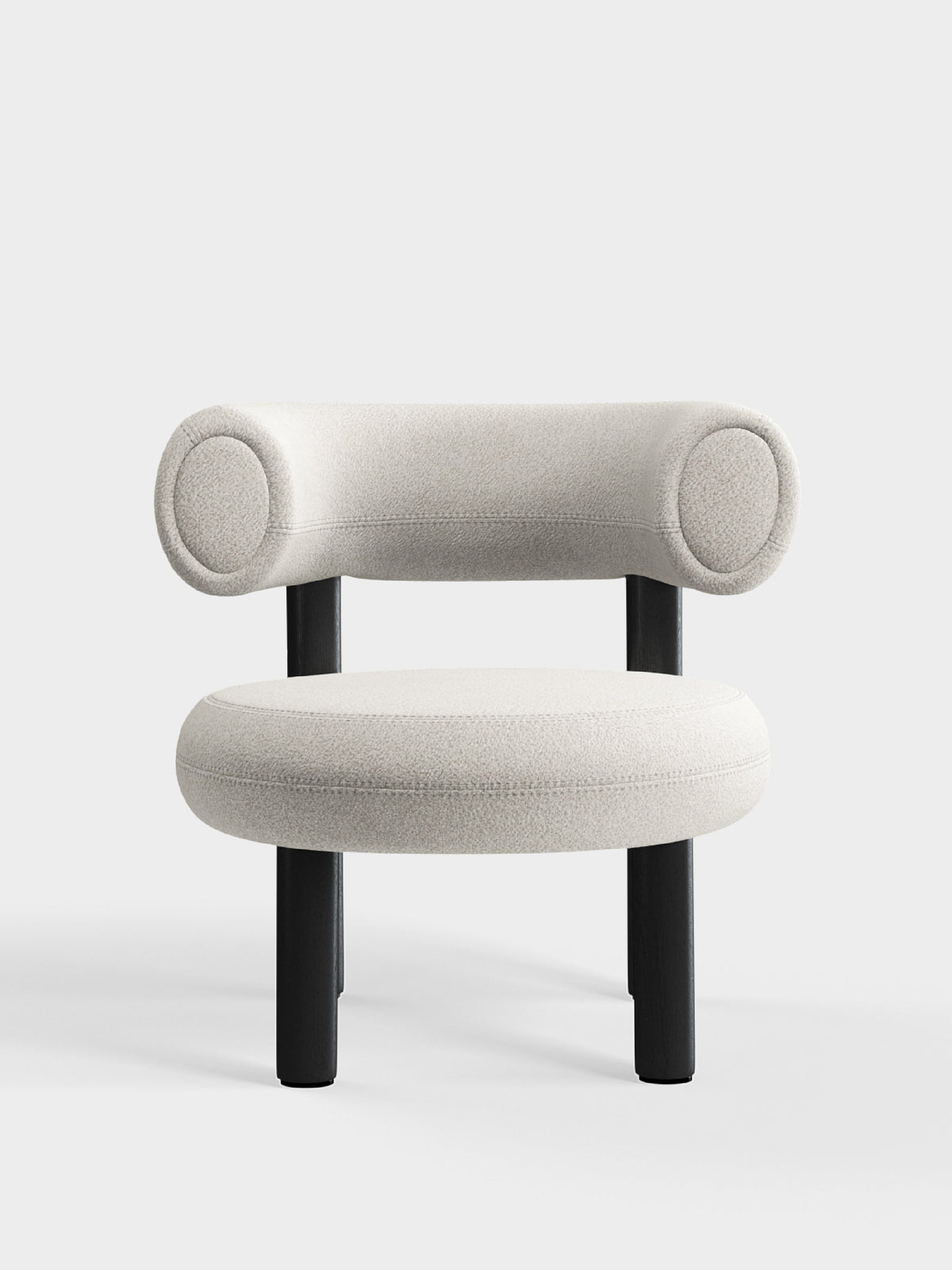 Fat Lounge Chair Black Wood Ivory Alpine Boucle