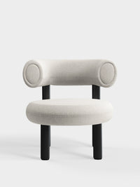 Fat Lounge Chair Black Wood Ivory Alpine Boucle