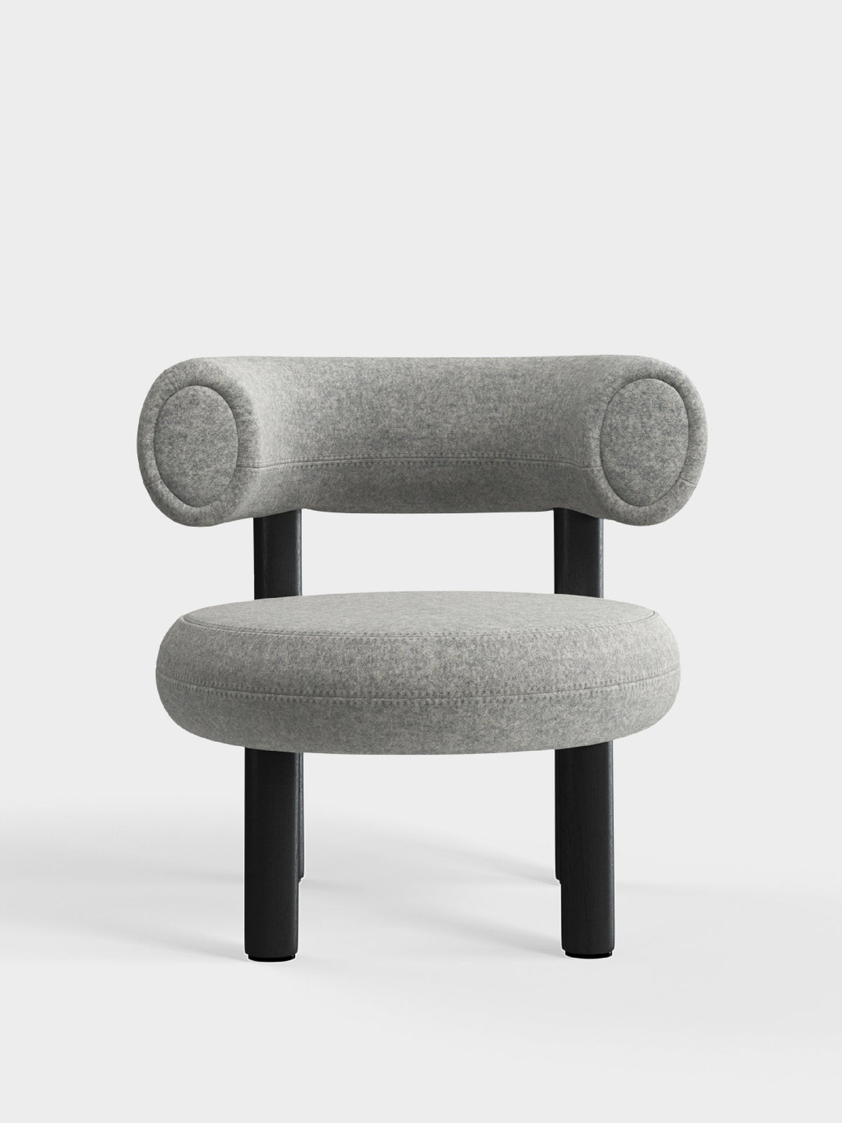 Fat Lounge Chair Black Wood Light Grey Kvadrat Divina Melange Wool