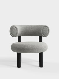 Fat Lounge Chair Black Wood Light Grey Kvadrat Divina Melange Wool