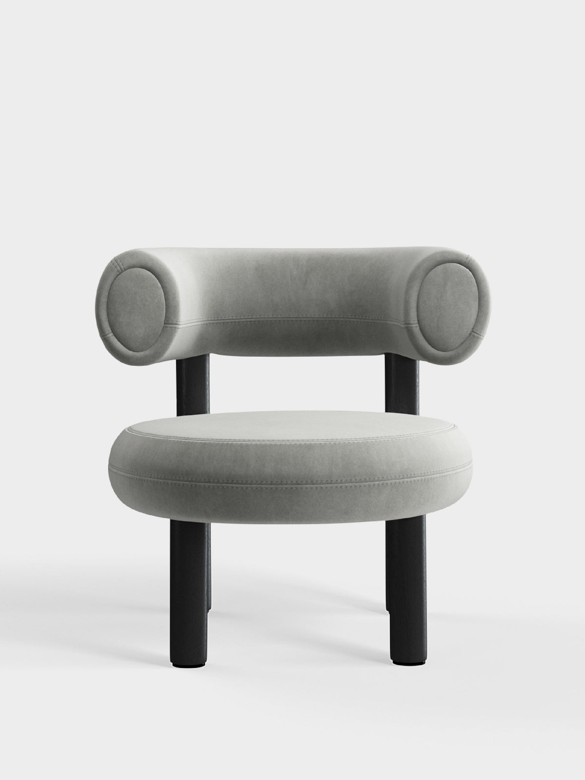Fat Lounge Chair Black Wood Silver Royal Velvet