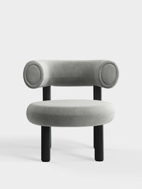 Fat Lounge Chair Black Wood Silver Royal Velvet