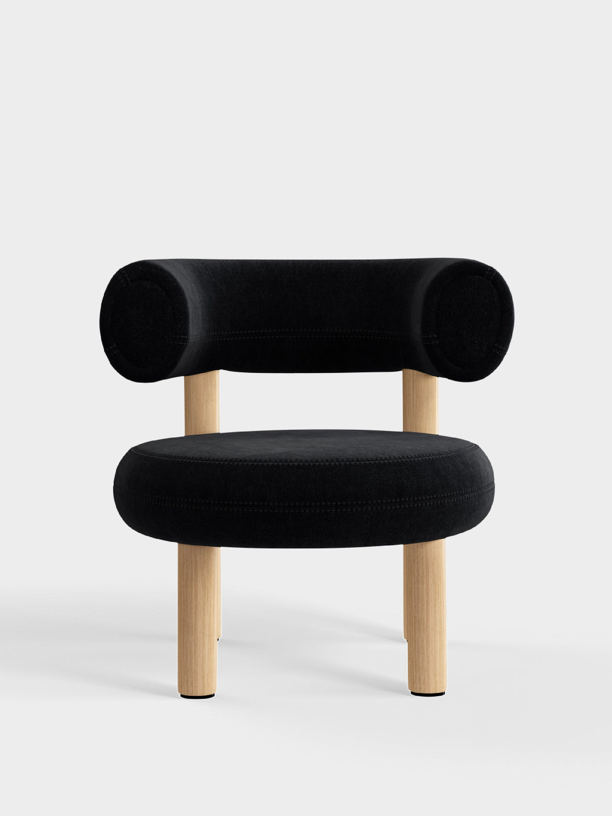 Fat Lounge Chair Brushed Natural Wood Black Kvadrat Gentle Velvet