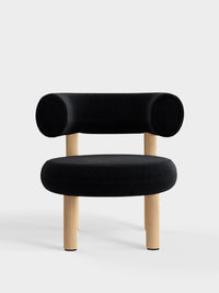Fat Lounge Chair Brushed Natural Wood Black Kvadrat Gentle Velvet