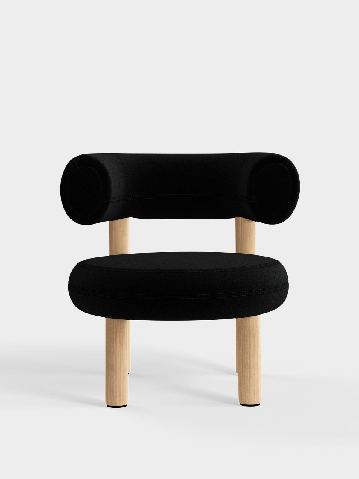 Fat Lounge Chair Brushed Natural Wood Black Kvadrat Hero 2 Wool