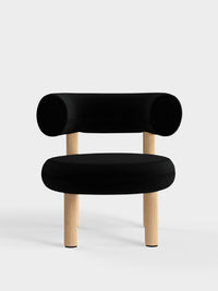 Fat Lounge Chair Brushed Natural Wood Black Kvadrat Hero 2 Wool