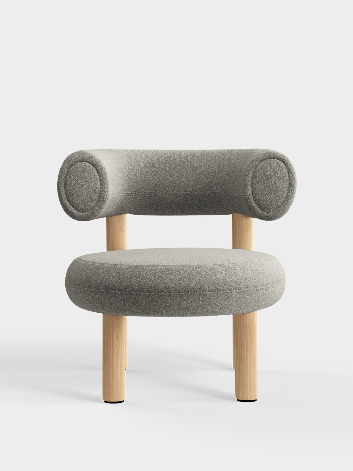 Fat Lounge Chair Brushed Natural Wood Clay Alpine Boucle