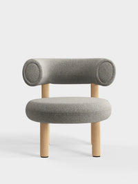Fat Lounge Chair Brushed Natural Wood Clay Alpine Boucle