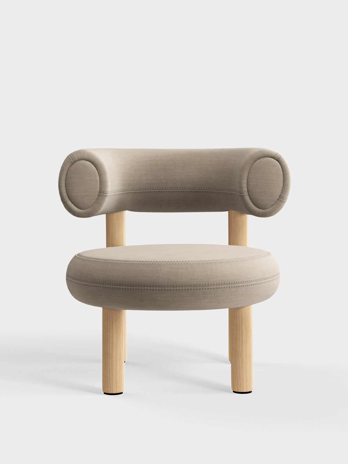 Fat Lounge Chair Brushed Natural Wood Clay Linara Linen