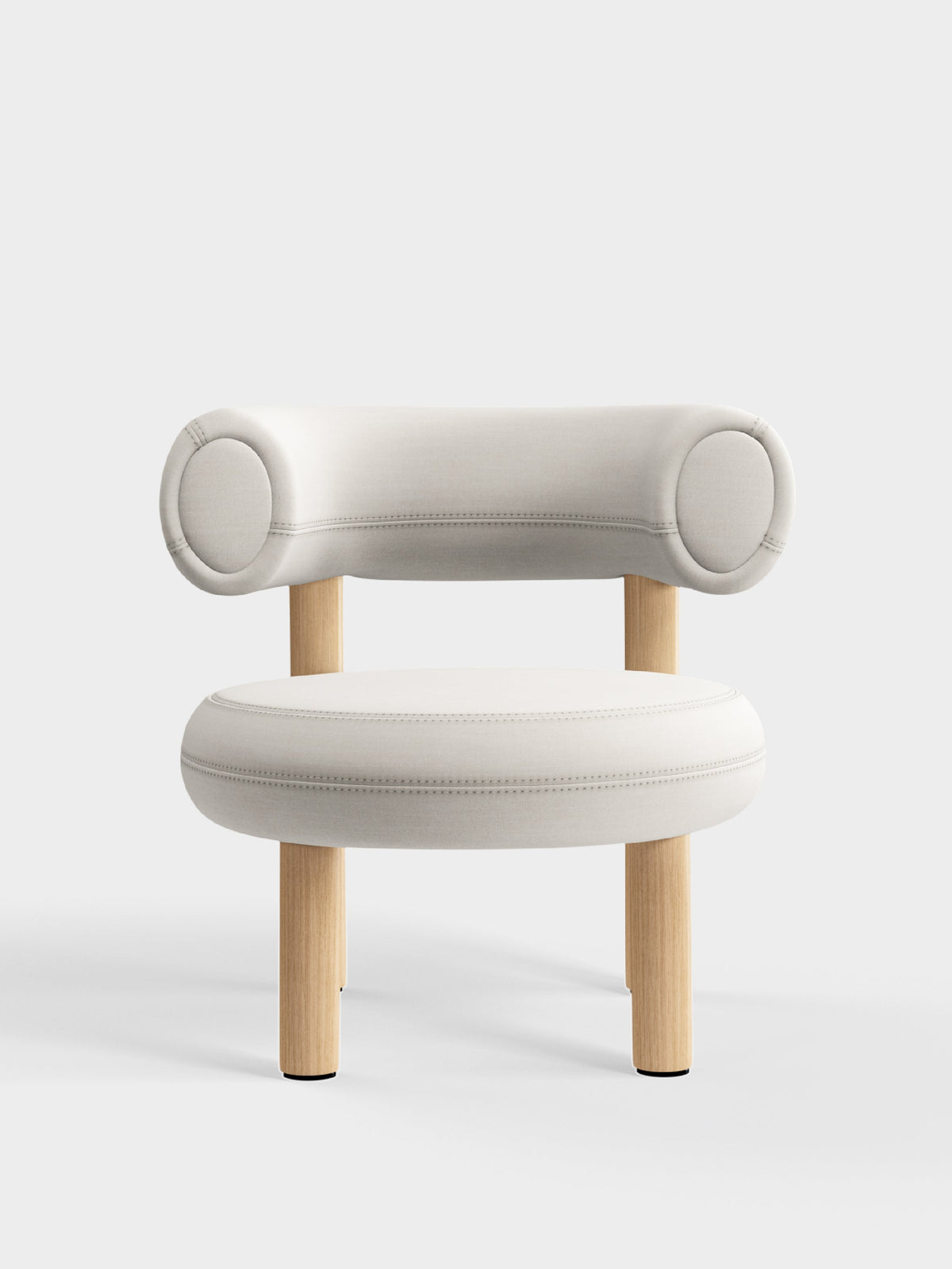 Fat Lounge Chair Brushed Natural Wood Coconut Linara Linen