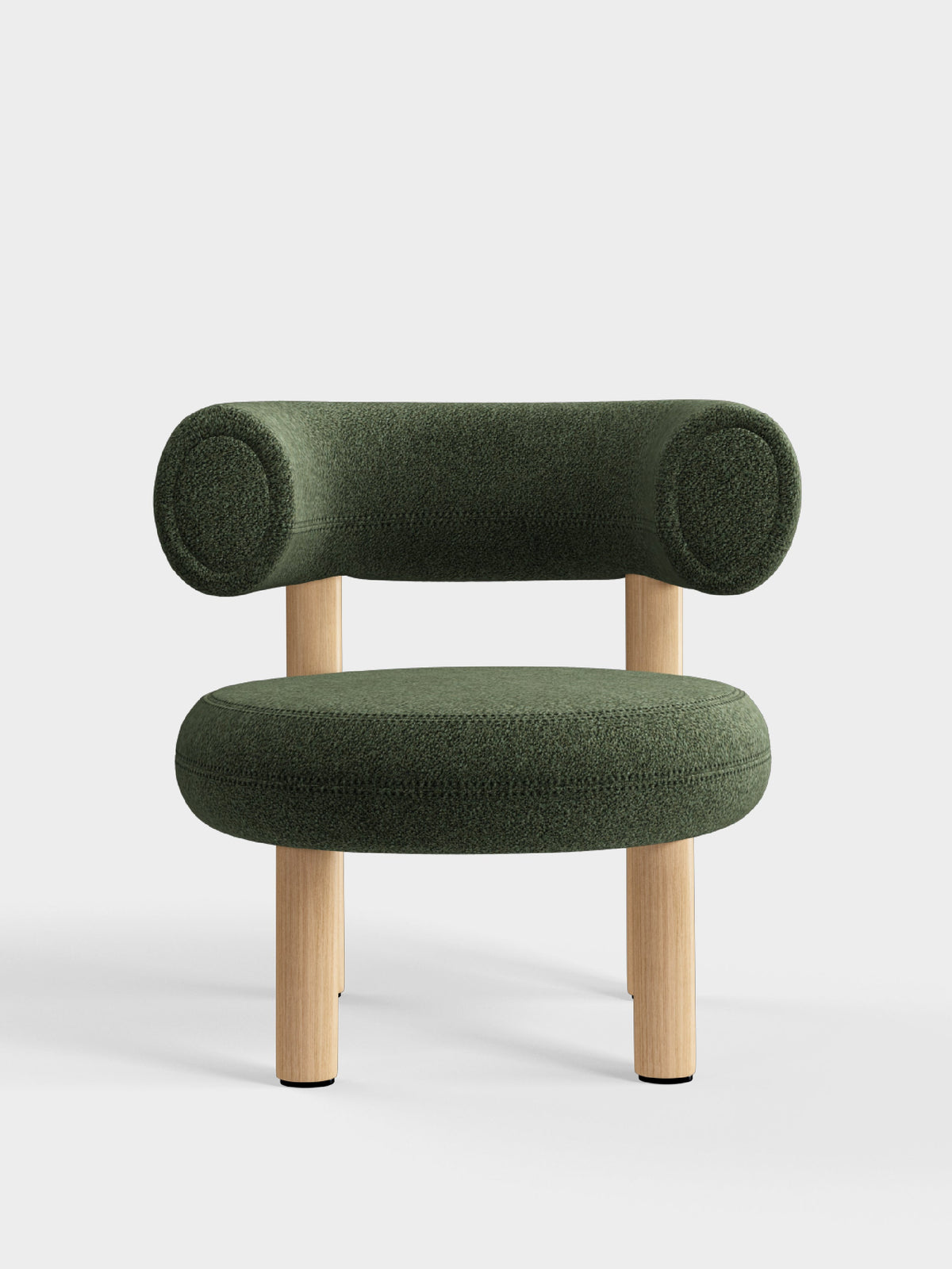 Fat Lounge Chair Brushed Natural Wood Forest Alpine Boucle