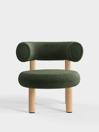 Fat Lounge Chair Brushed Natural Wood Forest Alpine Boucle