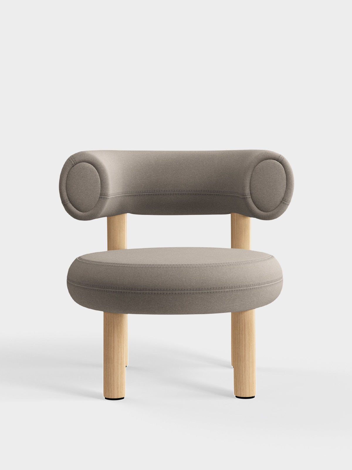 Fat Lounge Chair Brushed Natural Wood Grey Kvadrat Hero 2 Wool
